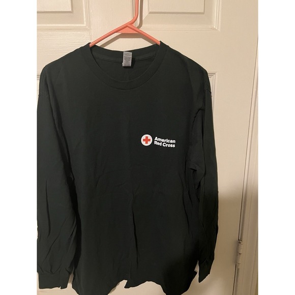 American Red Cross Yeti Shirt Mens L Green Tee Outdoor Athletic Donate Blood - Picture 3 of 12